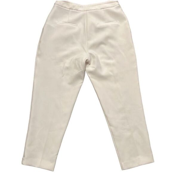 Top Shop Ivory Crepe Dress Pants Tapered Trousers High Waist Size 8 - Picture 1 of 8